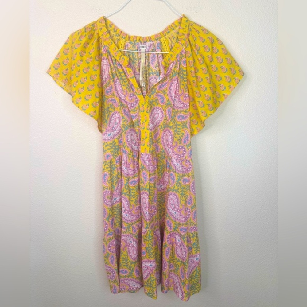 Uncle Frank Tiered To Flutter Embroidered Dress Boho Bohemian Sz S